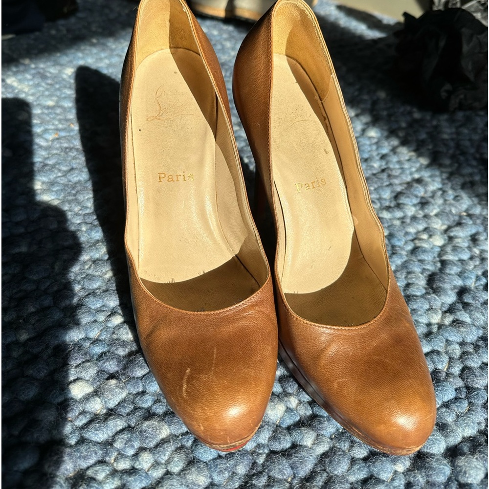 Christian Louboutin Brown Round Toe Pumps